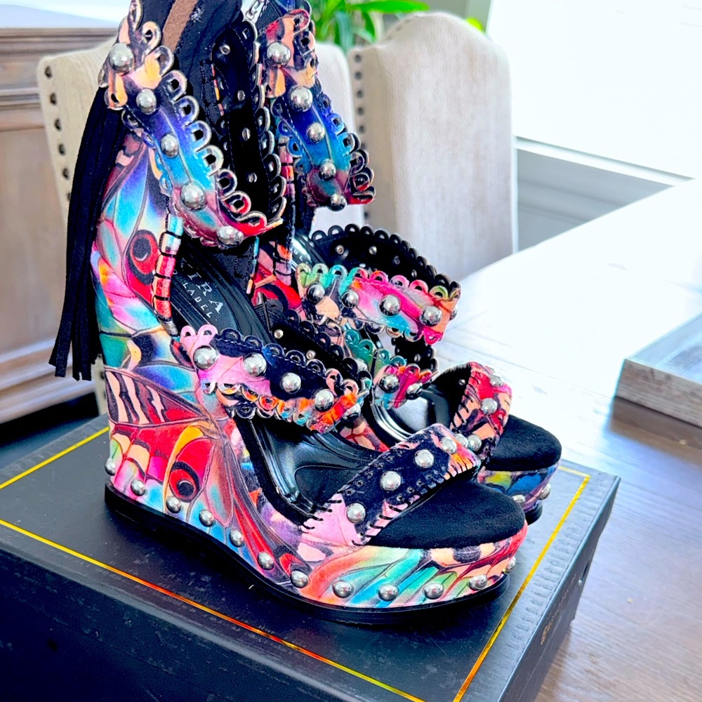AKIRA Multicolor Studded Ankle-Strap Sandals - Picture 6 of 6